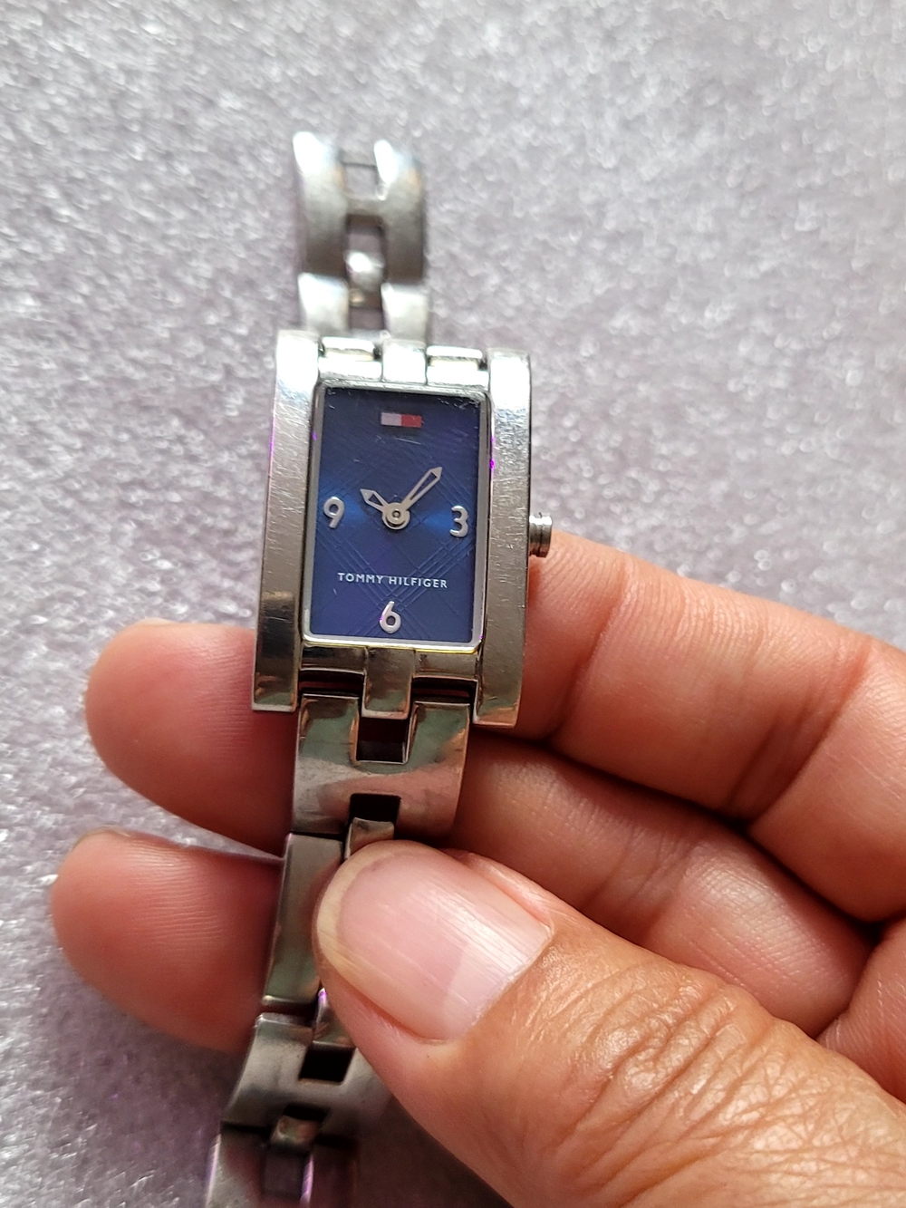 Tommy Hilfiger Women's Silver Bracelet Watch with Blue Dial 6inch Dainty wrist